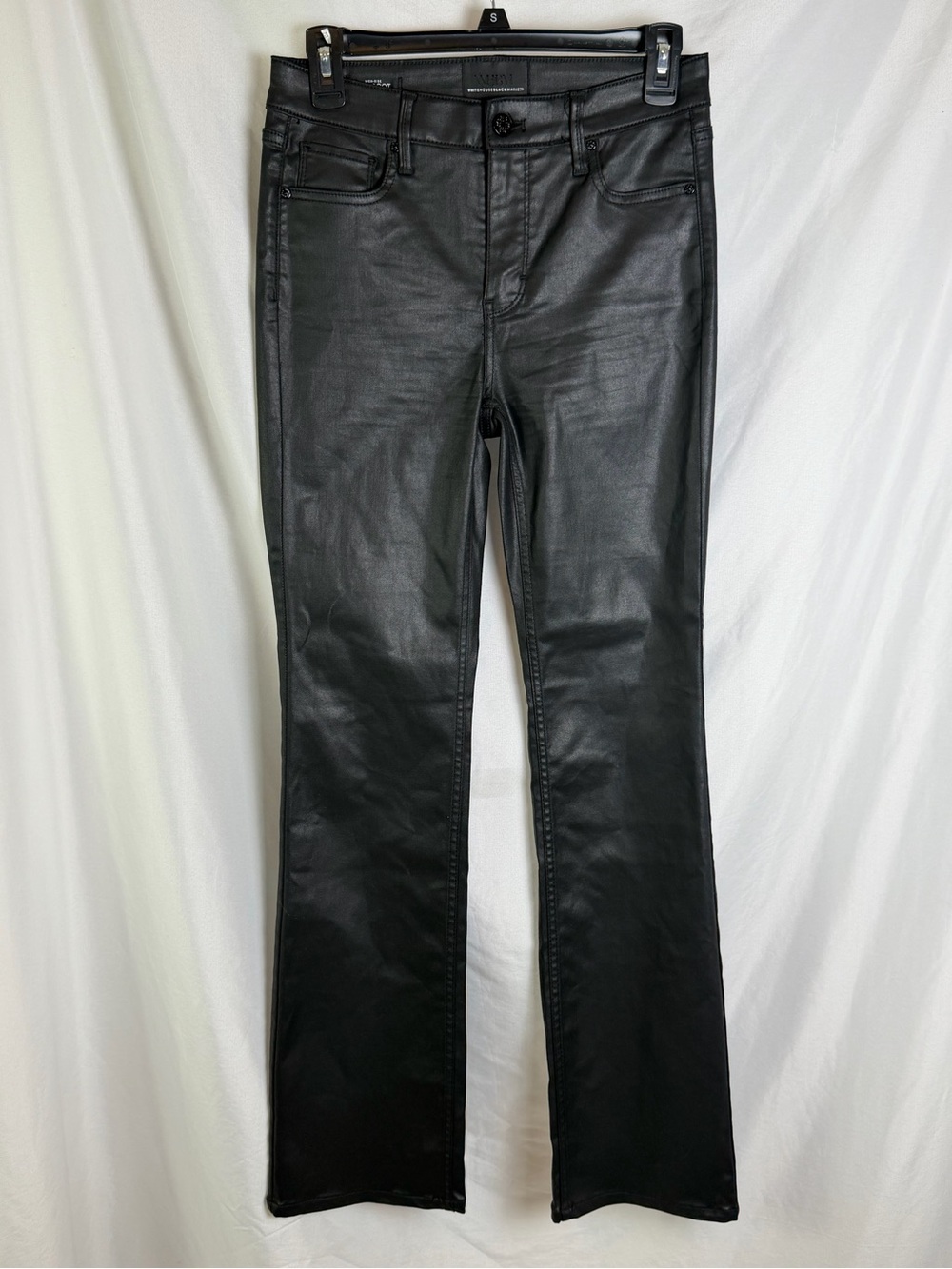 WHBM Black High Rise Bootcut Jeans Pants Size 2 Faux Leather Look - Picture 4 of 11